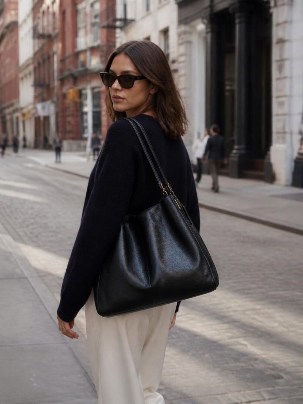 37. Coach Black Solid Zip Top Shoulder Bag Gold Hardware